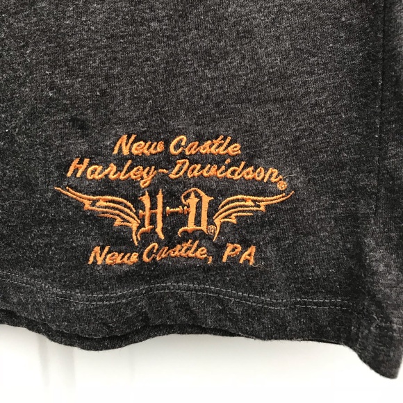 Harley Davidson Dark Grey Embroidered Logo Tee - Picture 4 of 6